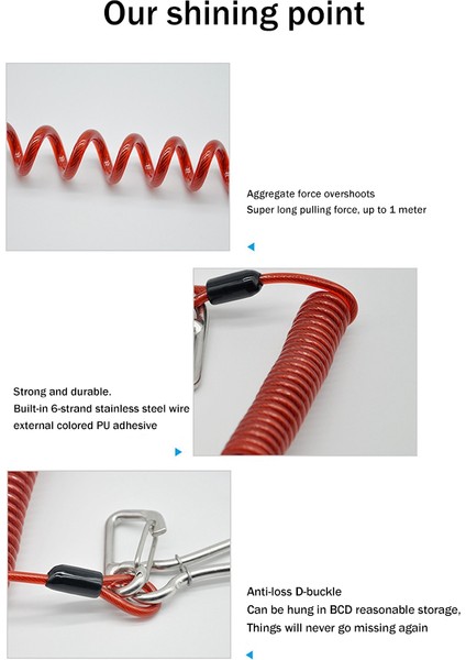 Çift Kafa Dalış Resif Rafting Kancası Paslanmaz Çelik Resif Kancası Spiral Helezon Yay Kablosu Dalış Güvenlik Aksesuarı - Turuncu (Yurt Dışından) indirimleri