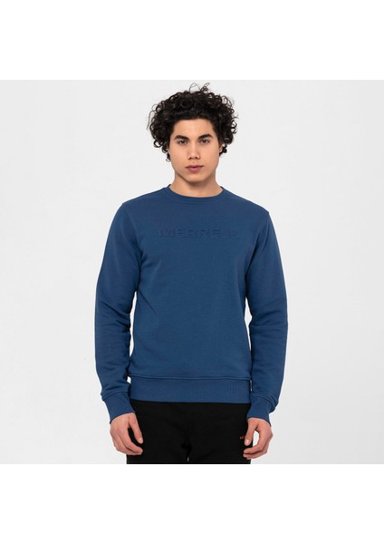 Simple Erkek Mavi Sweatshirt