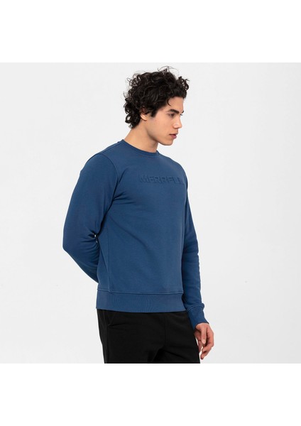Simple Erkek Mavi Sweatshirt