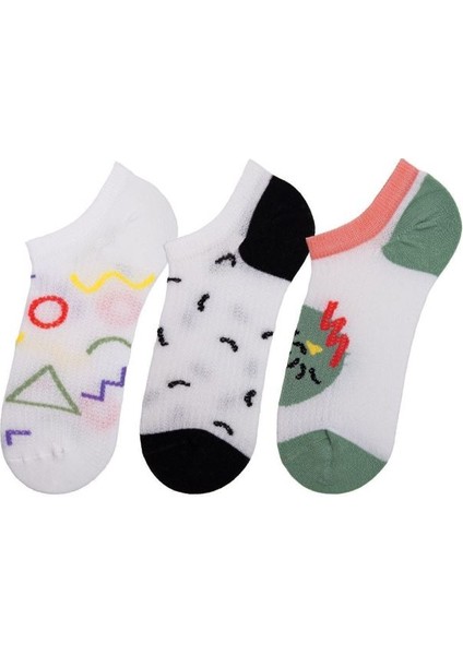 Kadın Grafik Desenli 3lü Sneaker Çorap ONL_02686