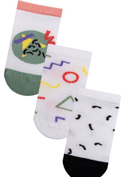 Kadın Grafik Desenli 3lü Sneaker Çorap ONL_02686 modelleri