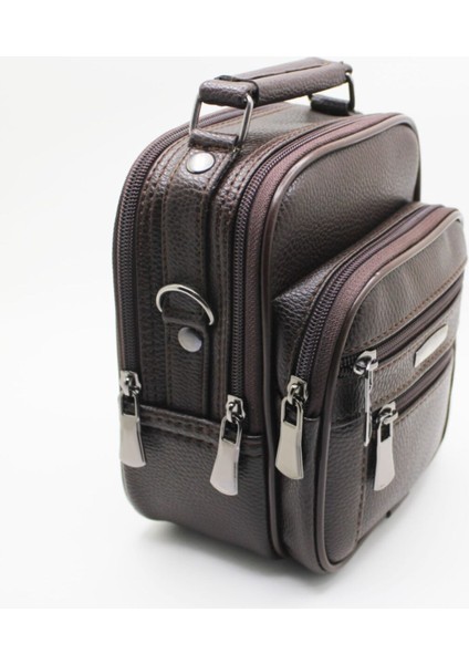 Şık Erkek Kahverengi Çok Gözlü El ve Omuz Çantası modelleri