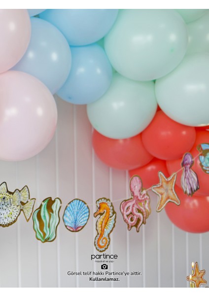 Deniz Canlıları Konseptli Doğum Günü Balon Zincir Seti Deniz Canlıları Tema Balon Zinciri modelleri