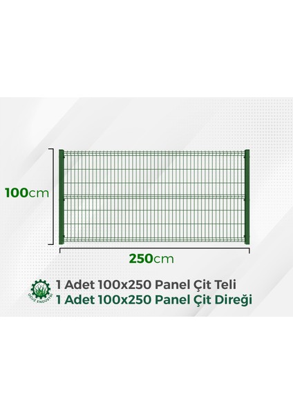Oğuz Endustri Tel Çit 1 Adet Takım Panel Çit 100X250CM 55X150MM 4.00 Göz Aralığı 1 Adet Direk Aksesuarlı