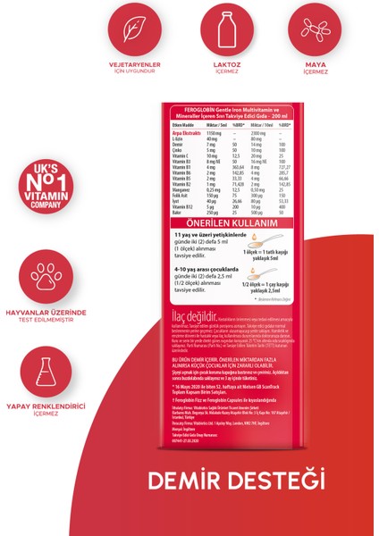Vitabiotics Feroglobin Liquid 200 ml 3 Adet modelleri