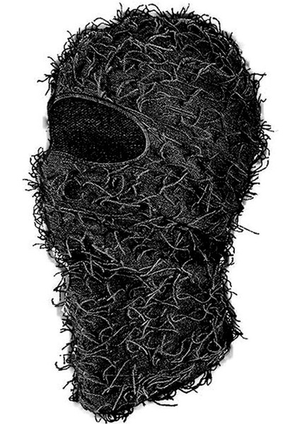 Distressed Kayak Maskesi Tam Yüz Örme Tüylü Yeat Shiesty Distress Maskesi Erkekler Kadınlar Siyah (Yurt Dışından)