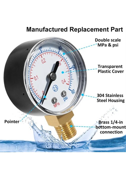 Hayward Kum ve De Havuz Filtresi Için Profesyonel Havuz Spa Filtresi Su Basınç Ölçer ECX270861 (Yurt Dışından) fiyatları