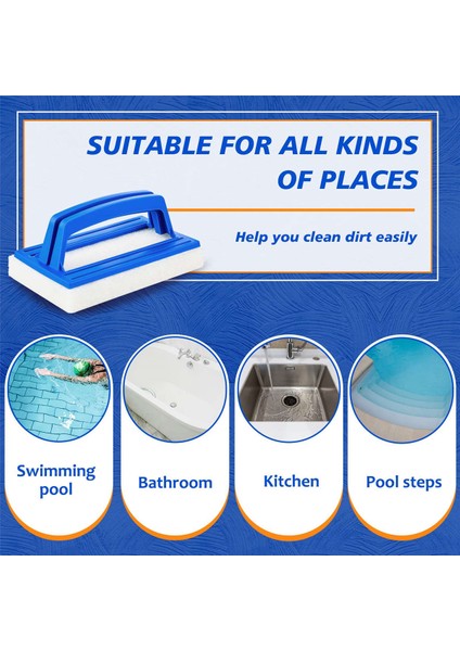 Paket El Tipi Havuz Ovma Fırçası, Temizlik Scrubber Için Ovma Ovma Sünger Pedi, Mutfak, Banyo Küveti, Duş Fayansı (Yurt Dışından) fırsatları