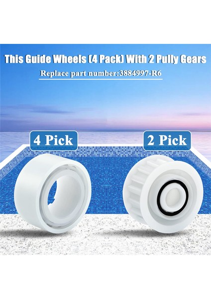 2 Kasnak Dişlisi ile 4 Paket Kılavuz Tekerleği Yükseltme, Parça Numarası 3884997-R6, Dolphin, Nautilus cc Plus Premier Için Yedek (Yurt Dışından) modelleri