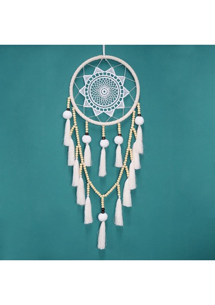 Makrome Duvara Asılı Dream Catcher Büyük Doğal Tüy Yumağı (Püsküllü Boncuklar) (Yurt Dışından) fırsatları