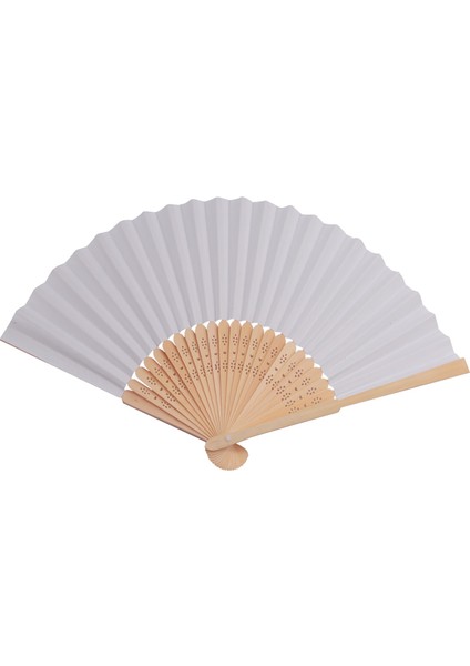 50 Adet/grup Beyaz Katlanır Zarif Kağıt El Yelpazesi Düğün Parti Iyilik 21 cm (Beyaz) (Yurt Dışından)