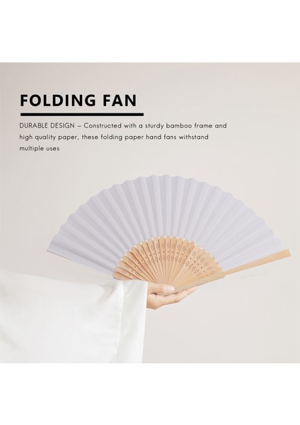 50 Adet/grup Beyaz Katlanır Zarif Kağıt El Yelpazesi Düğün Parti Iyilik 21 cm (Beyaz) (Yurt Dışından) fiyatları