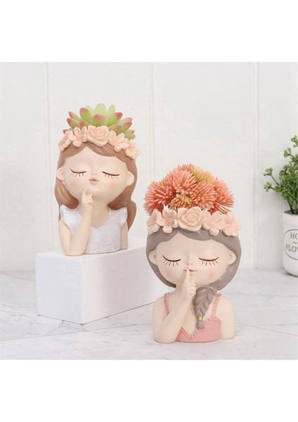 Sevimli Sukulent Saksı Drenaj Deliği Kız Yüz Saksısı Büyük Reçine Bayan Baş Saksı Uzun Çiçek Vazoları (Yurt Dışından) fiyatları