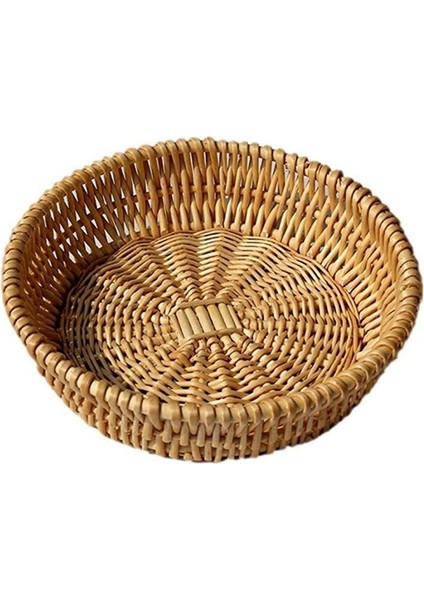 El Dokuma Sepet, Hasır Sepet, Ekmek, Meyve, Sebze Saklama Için Yemek Servis Sepeti, Hediye Sepeti 25 x 8cm (Yurt Dışından)
