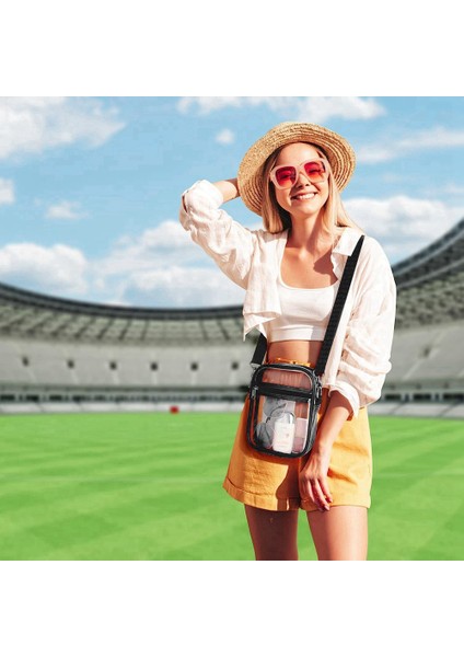 Şeffaf Çanta Stadyum Onaylı, Açık Hava Sporları Için Ayarlanabilir Omuz Askılı Şeffaf Çanta, Siyah (Yurt Dışından) fiyatları