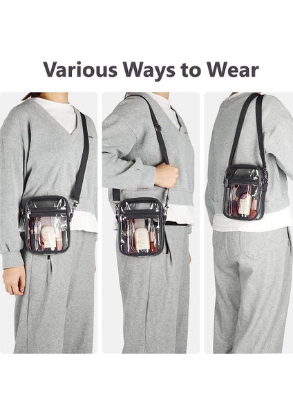 Şeffaf Çanta Stadyum Onaylı, Açık Hava Sporları Için Ayarlanabilir Omuz Askılı Şeffaf Çanta, Siyah (Yurt Dışından) fırsatları