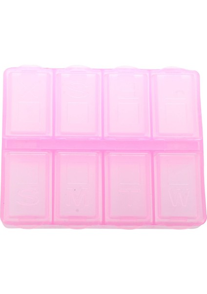 Plastik Dikdörtgen 8 Bölmeli 7 Gün Hap Kutusu Pembe (Yurt Dışından)