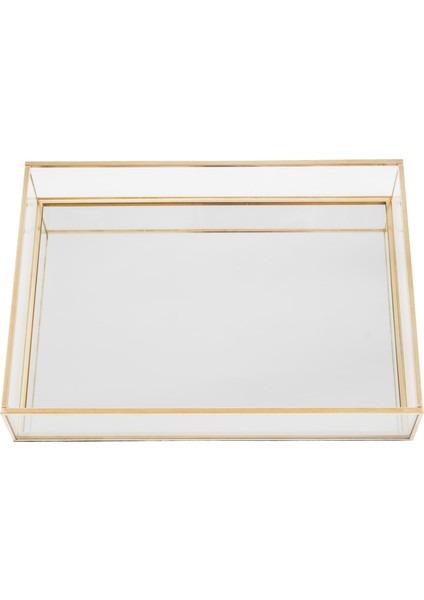 Iskandinav Retro Depolama Tepsisi Altın Dikdörtgen Cam Makyaj Organizatör Tepsisi Tatlı Tabağı Takı Ekran Ev Mutfak Dekoru (M) (Yurt Dışından)
