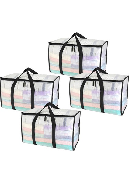Şeffaf Taşıma Çantaları Ağır Hizmet - Güçlü Saplı, Fermuarlı, Su Geçirmez, Yarı Şeffaf 4'lü 90L Saklama Çantaları (Yurt Dışından)