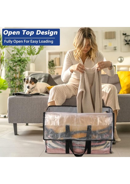 Şeffaf Taşıma Çantaları Ağır Hizmet - Güçlü Saplı, Fermuarlı, Su Geçirmez, Yarı Şeffaf 4'lü 90L Saklama Çantaları (Yurt Dışından) modelleri