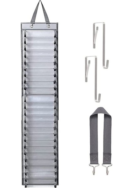 24 Bölmeli Vinil Depolama Düzenleyici Tutucu Askılı Çanta El Sanatları Vinil Rulo Depolama Rafı Kapı Arkası Oda Askılı Cep (Yurt Dışından)