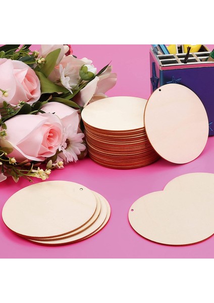 50 Parça Ahşap Daireler Bitmemiş Yuvarlak Kesikler Önceden Delinmiş Etiketler Dilimler Delikli Boş Ahşap Diskler Kolye (4 Inç) (Yurt Dışından) fiyatları