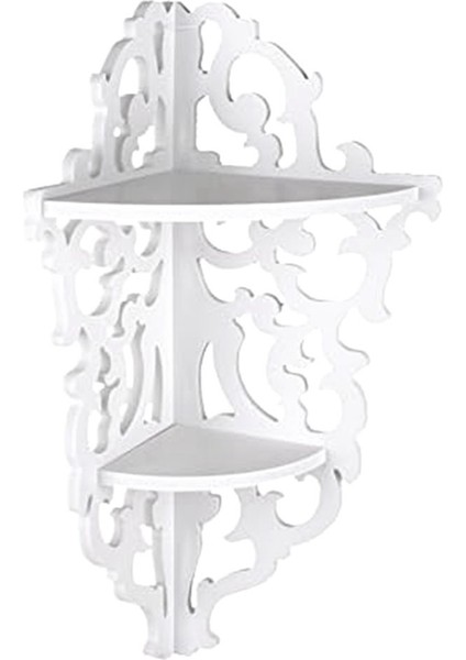 Köşe Rafı 2 Katlı Duvara Monte Oymalı Ev Banyo Köşe Duş Depolama Rafı Dekorasyon Için Köşe Sergileme Rafı (Yurt Dışından)