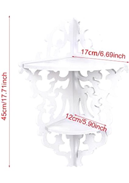 Köşe Rafı 2 Katlı Duvara Monte Oymalı Ev Banyo Köşe Duş Depolama Rafı Dekorasyon Için Köşe Sergileme Rafı (Yurt Dışından) fiyatları