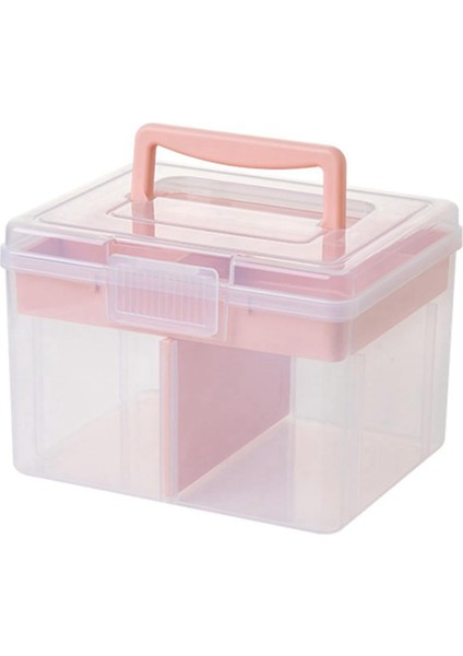 Temizle Craft Istiflenebilir Depolama Tepsisi ile Saklama Kutusu Plastik Çok Amaçlı Saklama Kabı Taşınabilir Seyahat Çantası, Pembe (Yurt Dışından)