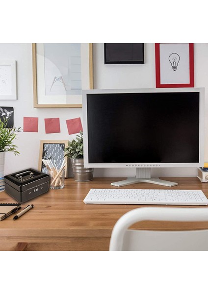 Kilitli Saklama Tepsili Dayanıklı Metal Para Kutusu - Şifreli Kilitli Küçük Para Kutusu 15 x 12 x 7,7 cm (Siyah) (Yurt Dışından) indirimleri