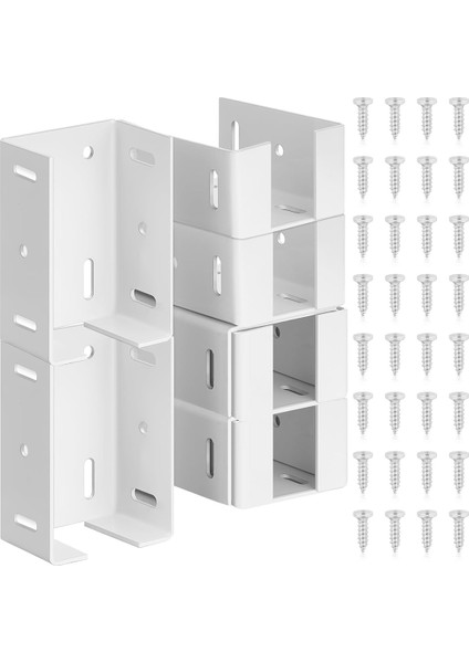 Ağır Hizmet Tipi Karbon Çelik Çit Braketi Vidalar ile Vinil Eskrim Paneli Sonrası Bağlantı Ray Braketi Kiti 4 Adet Beyaz (Yurt Dışından)