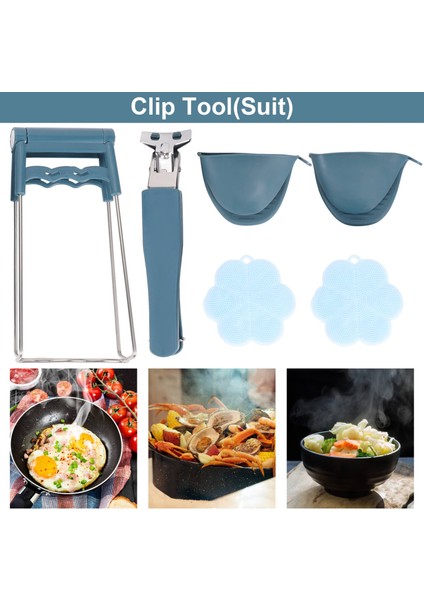 Silikon Kaymaz Eldivenler, Sıcak Tutma Kelepçesi Önleyici, Sıcak Tencere Tava Sıcak Yemek Plaka Kase Tutma Klips Aleti (Takım) (Yurt Dışından) fiyatları