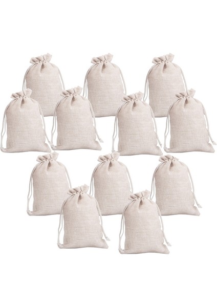 12 Adet Küçük Pamuk Büzgülü Çanta Yeniden Kullanılabilir Muslin Kumaş Hediye Şeker Favor Çanta Düğün (Yurt Dışından)