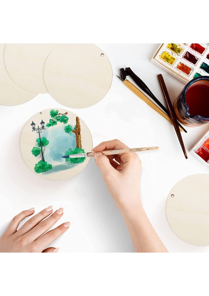 50 Parça Ahşap Daireler Bitmemiş Yuvarlak Kesikler Önceden Delinmiş Etiketler Dilimler Delikli Boş Ahşap Diskler Kolye (4 Inç) (Yurt Dışından) modelleri