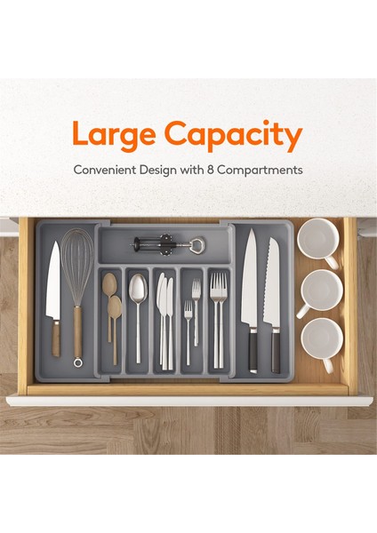 Çatal Bıçak Takımı Çekmecesi Düzenleyici Mutfak Için Genişletilebilir Gereç Tepsisi, Ayarlanabilir Gümüş ve Sofra Takımı Tutucu (Yurt Dışından) fırsatları