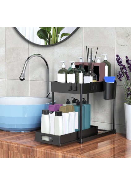 Mutfak Düzenleyici Masa Üstü Çift Katlı Çekmeceli Raf Dolap Çekmeceli Lavabo Rafı (Yurt Dışından) fırsatları