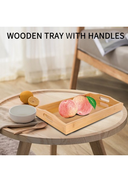 Servis Tepsisi Bambu - Kulplu Ahşap Tepsi - Yemek Tepsileri, Çay Tepsisi, Tepsisi, Kahvaltı Tepsisi Veya Herhangi Bir Yemek Tepsisi Için Harika (Yurt Dışından) fiyatları