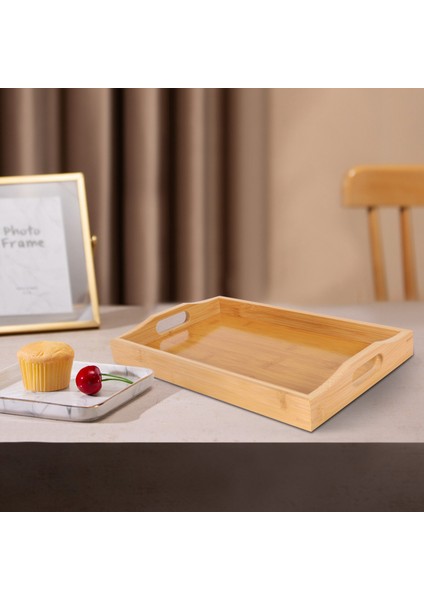 Servis Tepsisi Bambu - Kulplu Ahşap Tepsi - Yemek Tepsileri, Çay Tepsisi, Tepsisi, Kahvaltı Tepsisi Veya Herhangi Bir Yemek Tepsisi Için Harika (Yurt Dışından) fırsatları