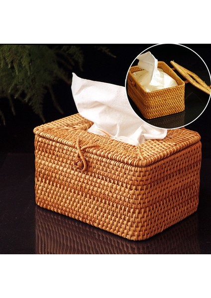 Dikdörtgen Kağıt Rafı Rattan Mendil Kutusu Zarif Ev Dekorasyonu El Yapımı Masaüstü Mendil Kutusu Peçete Saklama Kutusu (Yurt Dışından) fırsatları