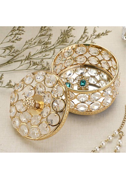 Kristal Aynalı Kutu Takı Biblo Organizatör Kutusu Ev Dekor Yüzük Küpe Kolye Depolama Tutucu Hatıra Kutusu (Altın) (Yurt Dışından) modelleri