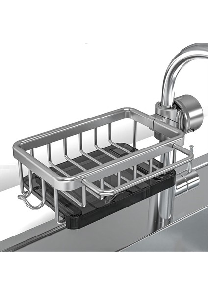 Sünger Tutucu Musluk Üstü Mutfak Lavabo Düzenleyici, Uzay Alüminyum Çıkarılabilir Asılı Musluk Drenaj Rafı Kancalı Gümüş (Yurt Dışından) indirimleri