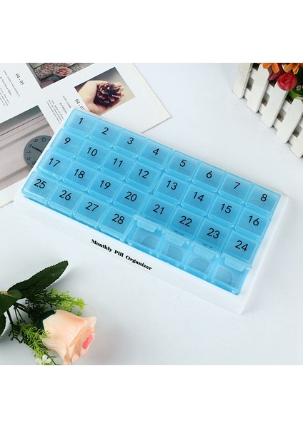 Aylık Hap Kutusu 31 Bölmeli, Günde 1 Adet, 4 Hafta Tam Ay 31 Günlük Hap Kutusu, Mavi (Yurt Dışından) indirimleri