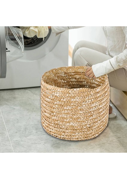 Buğday Samanı Dokuma Depolama Sepeti Depolama Sepeti Yenilikçi Sepet Rustik Doğal Kahverengi Kaplama Depolama Dekoratif Sepet (Orta) (Yurt Dışından) modelleri
