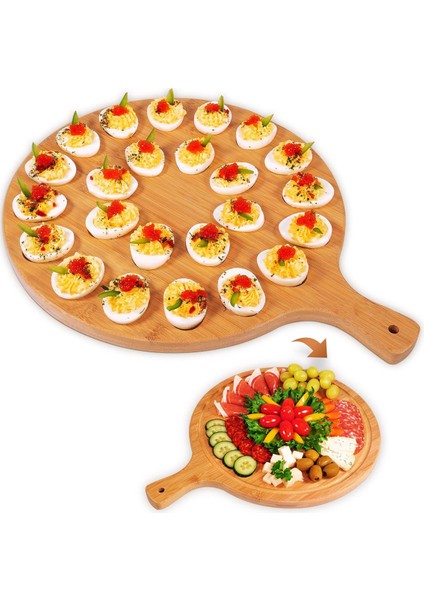 Şeytan Yumurtası Tabağı - Şarküteri ve Peynir Için Tersine Çevrilebilir Yuvarlak Kesme ve Servis Tahtası - Paskalya Için Mükemmel Tepsi (Yurt Dışından) fiyatları