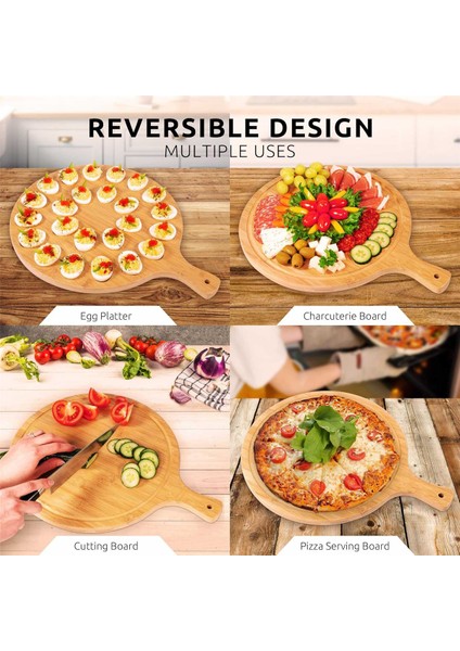 Şeytan Yumurtası Tabağı - Şarküteri ve Peynir Için Tersine Çevrilebilir Yuvarlak Kesme ve Servis Tahtası - Paskalya Için Mükemmel Tepsi (Yurt Dışından) fırsatları