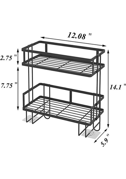 Banyo Aksesuarları, Banyo Düzenleyicileri ve Depolama, Tuvalet Üstü 2 Katlı Depolama, Siyah (Yurt Dışından) fırsatları