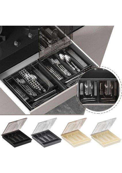 Kapaklı Düzenleyici, Plastik Çatal Bıçak Takımı ve Çatal Bıçak Takımı Saklama Kutusu, Mutfak Çekmecesi A Için Bölmeli Kapaklı Alet Tepsisi (Yurt Dışından) indirimleri