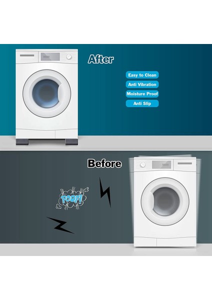 Çamaşır Makinesi Yı Kurutucu Kaideleri Için Titreşim Önleyici Pedler Kare Kauçuk Ayak Pedleri Kaideleri Çift Katlı Giyiyor (Yurt Dışından) fırsatları