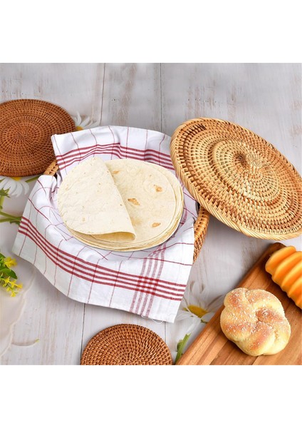 Kapaklı Yuvarlak Rattan Kutular El Dokuma Çok Amaçlı Hasır Tepsi 10.2 Inç Piknik Yemeği Ekmek Masası Saklama Sepeti (Yurt Dışından) modelleri