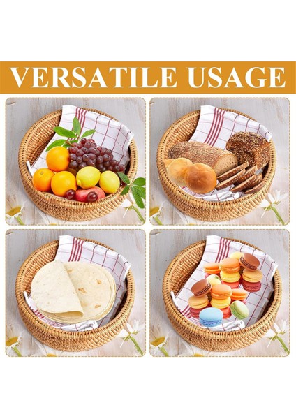 Kapaklı Yuvarlak Rattan Kutular El Dokuma Çok Amaçlı Hasır Tepsi 10.2 Inç Piknik Yemeği Ekmek Masası Saklama Sepeti (Yurt Dışından) fırsatları